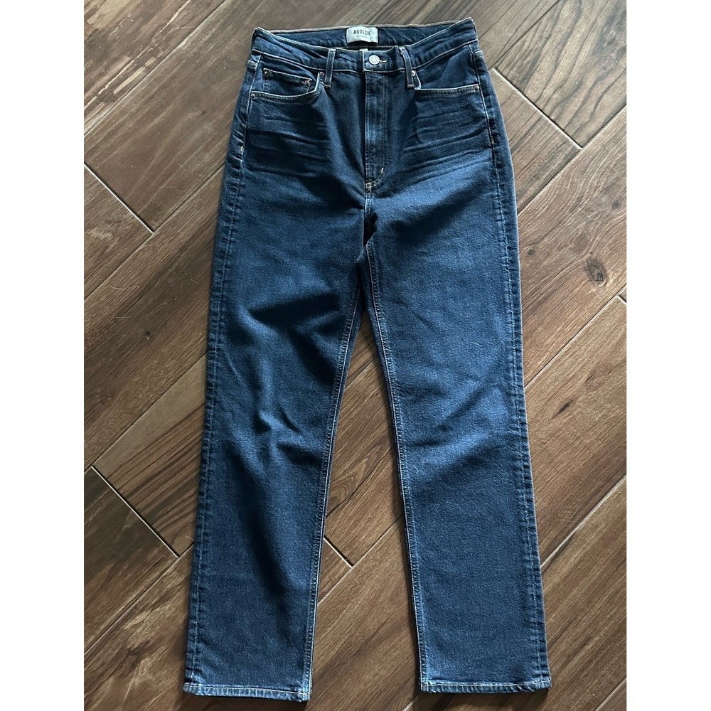 AGOLDE Womens High Rise Stovepipe Straight Leg Jeans Size 28 Blue Denim Mom Jean